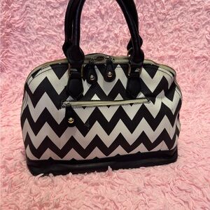 Chevron Pattern Black and White Handbag